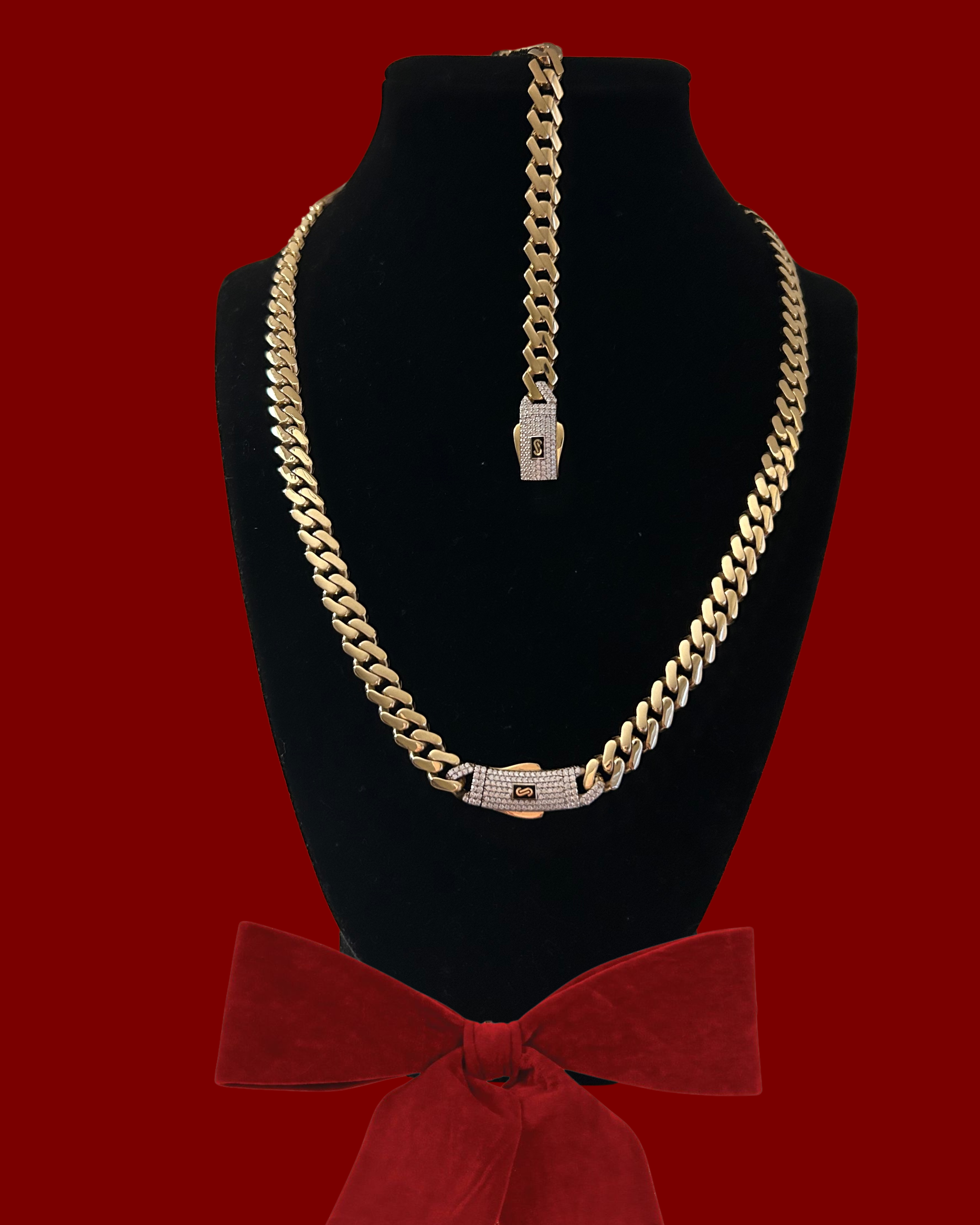 Original 14k Gold Monaco Chain Set